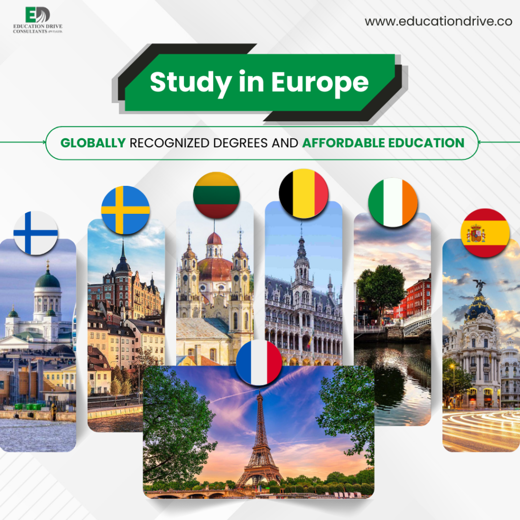 study in europe — globally recognized degrees and affordable education. finland • sweden • lithuania • belgium • ireland • spain • france